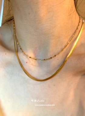 白女ins感八芒星项链叠戴女小众高级感金色蛇骨链高级百搭锁骨链