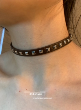 棠洛 进口贴肤皮革项圈女小众辣妹朋克风颈链锁骨链高级感百搭潮