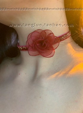 棠洛红色微弹力颈链choker女显白项圈布艺颈带甜酷风锁骨链2026爆