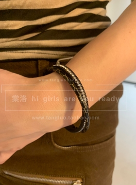 欧美风双层蛇纹镶钻手镯女简约高级感叠戴手环辣妹饰品潮个性