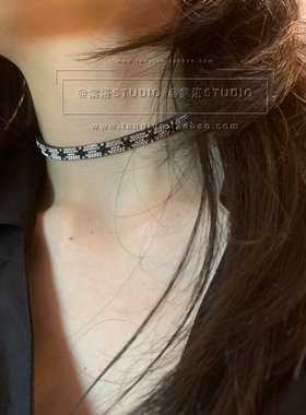 美式y2k个性choker颈链女辣妹甜酷风锁骨链细款贴肤颈带日常百搭