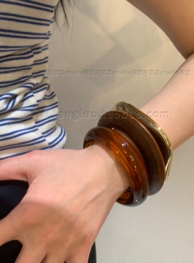 棠洛「叛逆宣言」不规则琥珀套装手镯女ins欧美辣妹宽版夸张手环