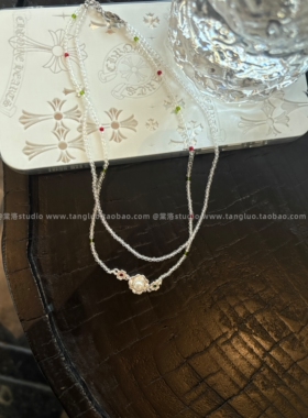 【棠洛】温莎之恋 高级感双层白透捷克珠choker颈链女复古锁骨链