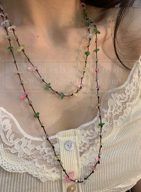 波斯湾系列 手作vintage碎石项链女长款绕脖项链波西米亚风高级感