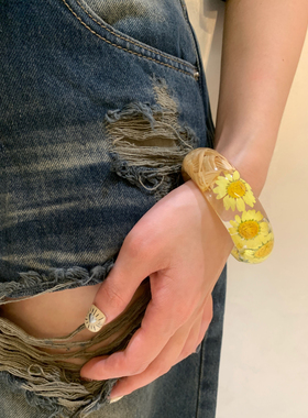 小雏菊 vintage编藤树脂手镯女独特个性手环波西米亚风手链高级感