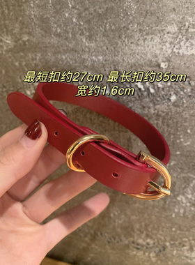 棠洛 高级感金属扣头暗红色choker皮革项圈女甜酷辣妹风颈链2025