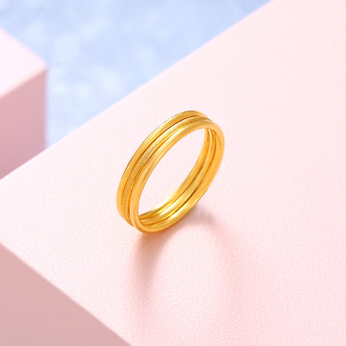 黄金戒指999足金细素圈光面小克重叠戴情侣一对闭口实心纯金女男 - 图1