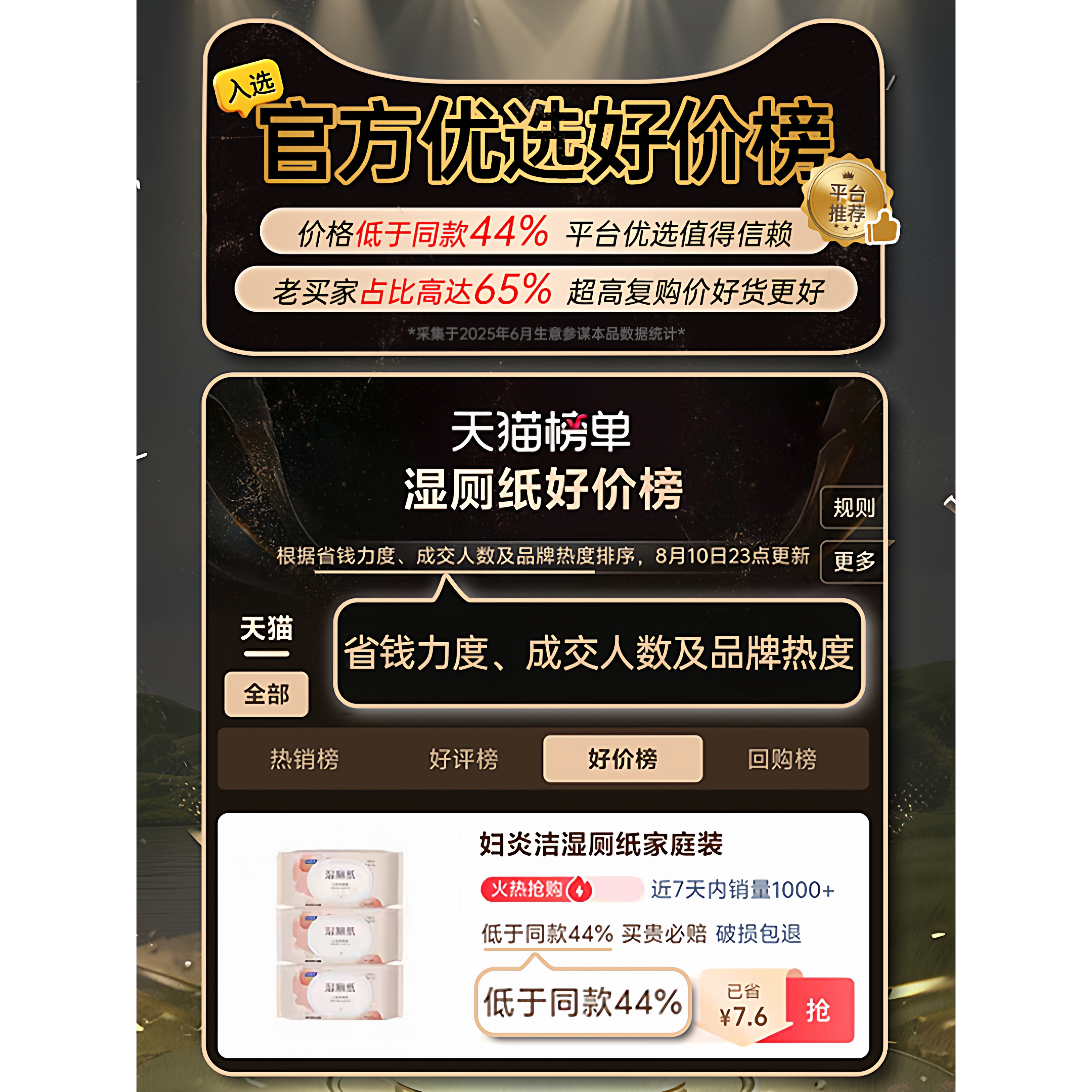 妇炎洁湿厕纸女士私处湿巾官方正品杀菌专用家庭男性厕所通用80抽