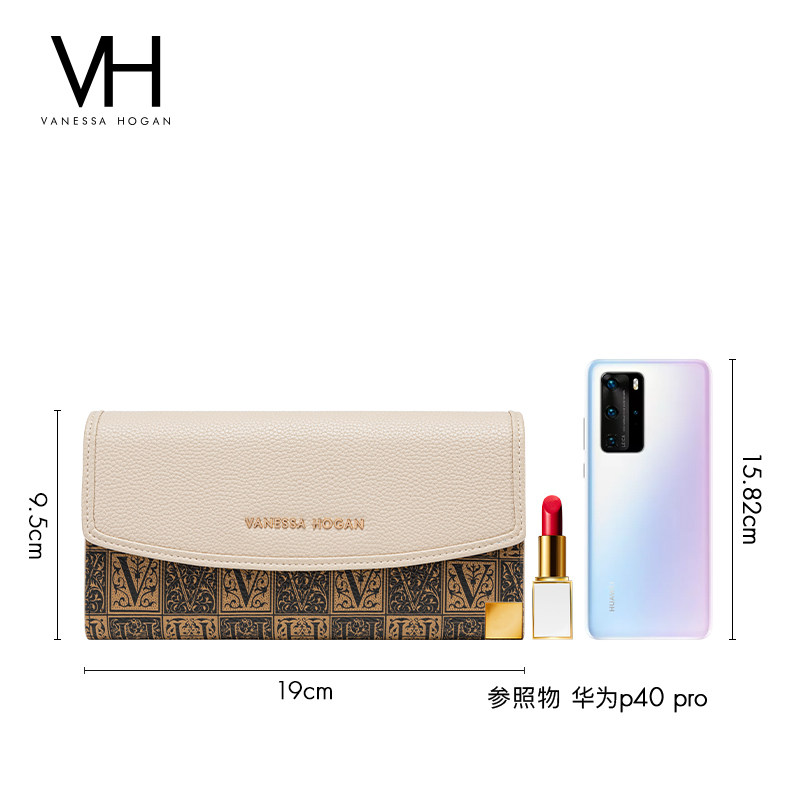 vh女小众长款多功能撞色复古零钱包 vanessahogan钱包