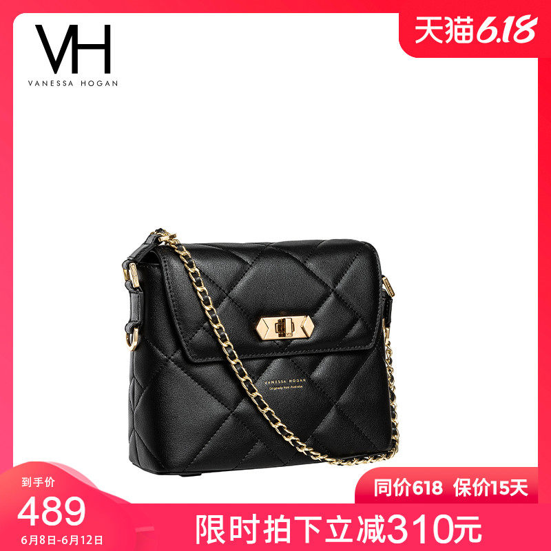 vh 2020新款个性设计链条牛皮单肩包 vanessahogan女士包袋