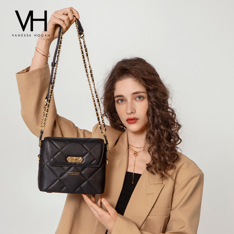vh 2020新款个性设计链条牛皮单肩包 vanessahogan女士包袋