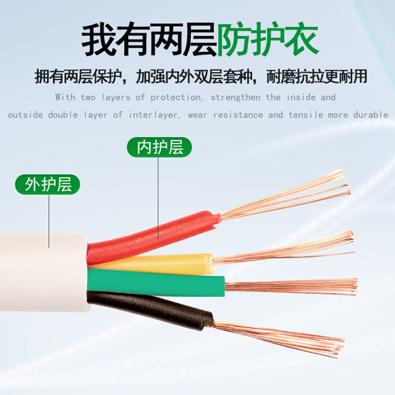 国标纯铜RVV白护套软电线23456芯家用电源线0.12 0.2 0.3 0.5平方 - 图2