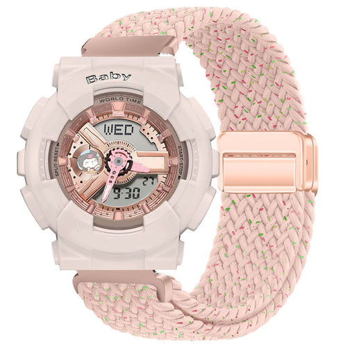 适用casio卡西欧BABY-G手表带女BA-110/112/100磁吸编织透气腕带 - 图1