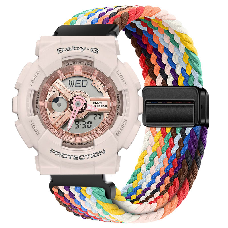 适用casio卡西欧BABY-G手表带女BA-110/112/100磁吸编织透气腕带 - 图3