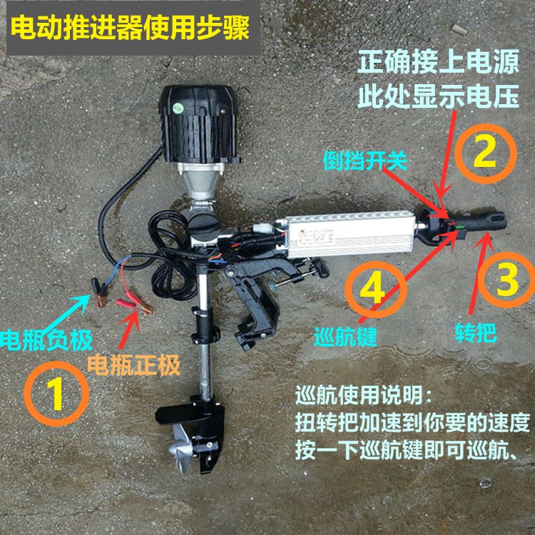 大唐浮轻型船用电动推进器船尾挂浆机皮划艇钓鱼船马达螺旋桨 - 图1