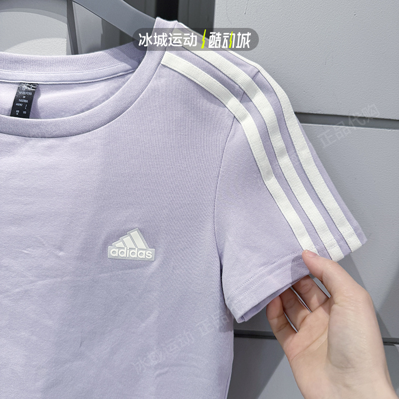 Adidas/阿迪达斯2024年女子夏季圆领短款休闲运动短袖T恤JI9794 - 图1