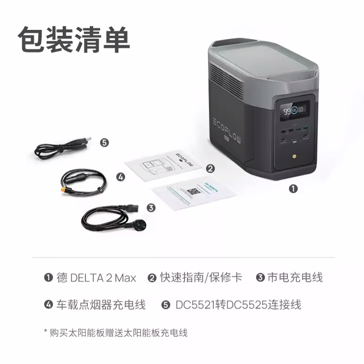 ECOFLOW DELTA 2 max移动电源220V户外便携式车载太阳能应急2度电 - 图3