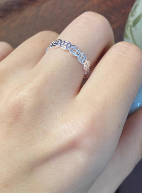 五帝钱铜钱发财999纯银戒指子闭口食指戒复古中国风足银尾戒礼物