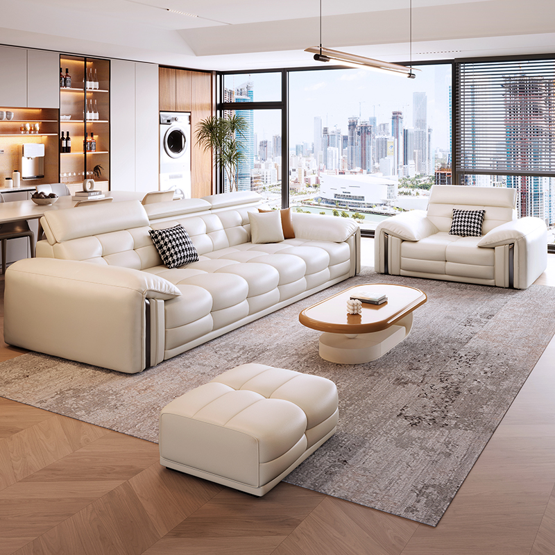 劳伦斯沙发真皮客厅轻奢高级感新款直排意式极简头层牛皮双三人位 - 图1