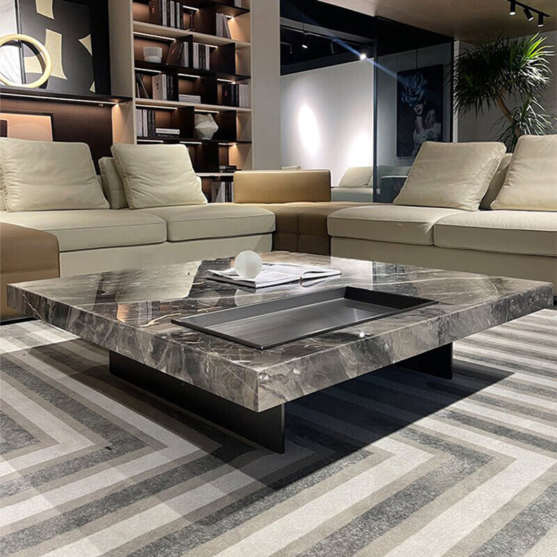天然大理石茶几奢石简约现代小户型客厅家用储物正方形茶台高级感,淘宝优惠券,粉丝福利购,淘宝优惠卷