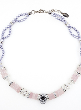 半晶石半水晶珍珠项链气质 可任意搭配字母和公仔