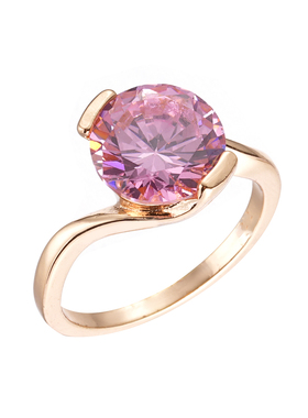 高级感爆款珠宝饰品轻奢水晶粉色时尚圆钻戒指宽闭口送女友戒指