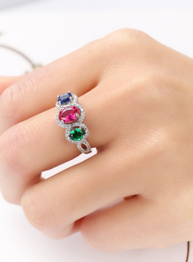 铜材质日韩镶三颗锆石