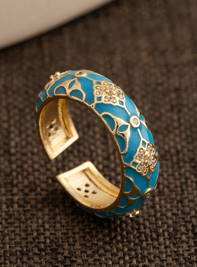 时尚珐琅滴釉戒指女小众设计感高级轻奢气质百搭食指戒