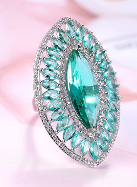 超大炫酷闪亮简约水滴马眼祖母绿