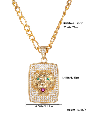 设计感轻奢国潮金属狮子头霸气时尚个性男士潮流简约头男女锁骨链