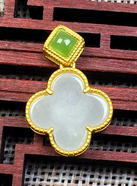 天然和田玉锁骨链四叶草吊坠特价