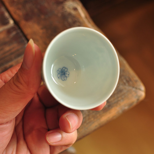 顽古气窑手工手绘釉下青花万花小铃铛杯新式客杯茶杯满容量45ml - 图3