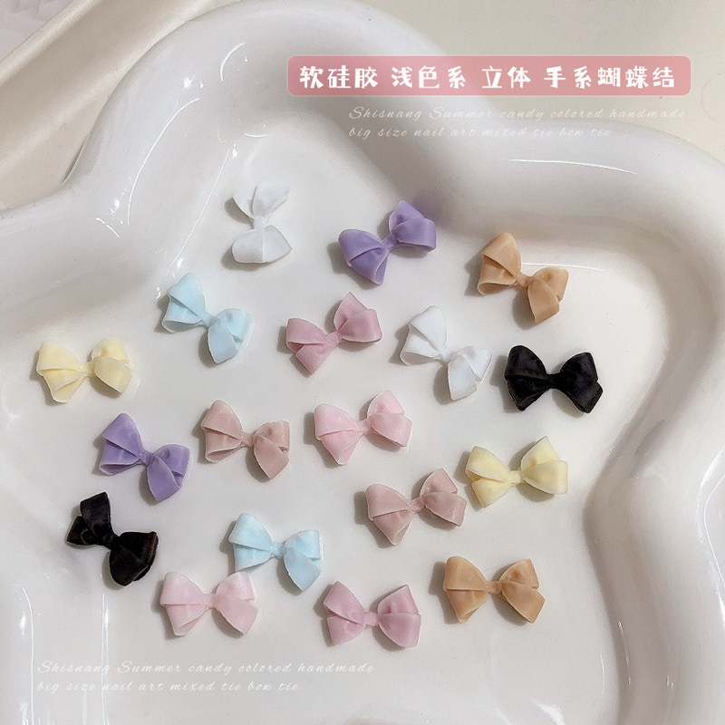 蝴蝶结美甲饰品立体软雕手打领结黑色粉紫diy穿戴指甲树脂钻配饰,淘宝优惠券,粉丝福利购,淘宝优惠卷