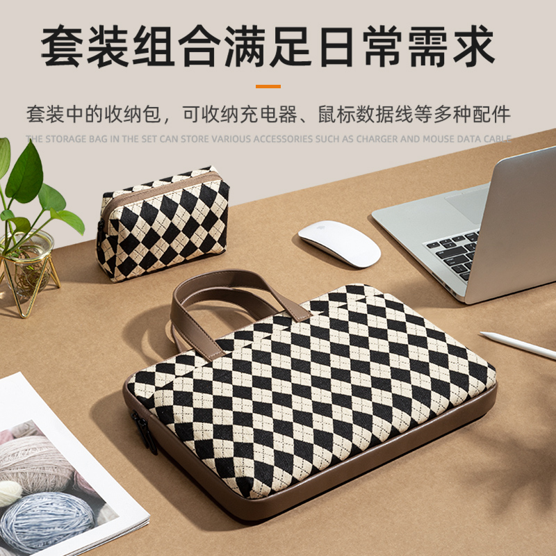 电脑包女士2023新款14寸手提适用苹果macbook联想小新air笔记本13华为matebook15.6联想小新pro内胆16保护套 - 图2