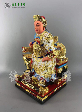 中式锦雕香樟木赵子龙人物神像