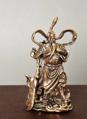 黄铜韦陀天菩萨护法铜像小摆件关公居家用供奉佛像桌面寺庙佛堂