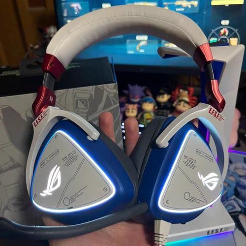 ROG玩家国度棱镜S有线头戴式独角兽高达联名限定款有线RGB耳机麦 - 图0