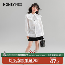 Girl Shirt 2023 New CUHK Child Fall Long Sleeve College Wind Autumn Dress Children Spring Autumn Doll Collar White Shirt