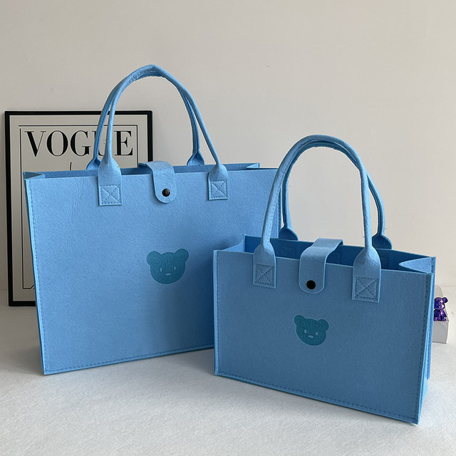 Felt bag tote bag custom logo storage gift bag large capacity cartoon bear hand-carrying one-shoulder women's bag custom made