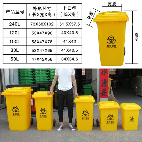 医疗废物垃圾桶黄色医院诊所生活化学污物塑料医用脚踏大号垃圾箱 - 图1