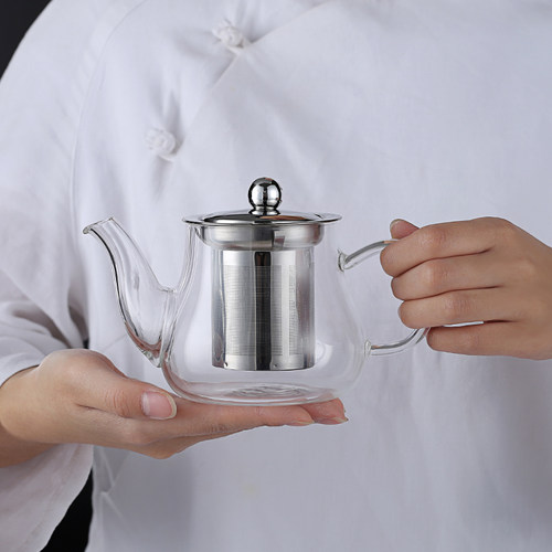 加厚耐热玻璃红茶壶红茶杯普洱壶不锈钢内胆过滤泡茶壶双耳冲茶器 - 图1