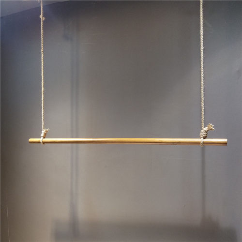 麻绳木棍吊架服装店展示架吊挂衣架钢丝悬挂衣杆壁挂上墙服装货架 - 图0