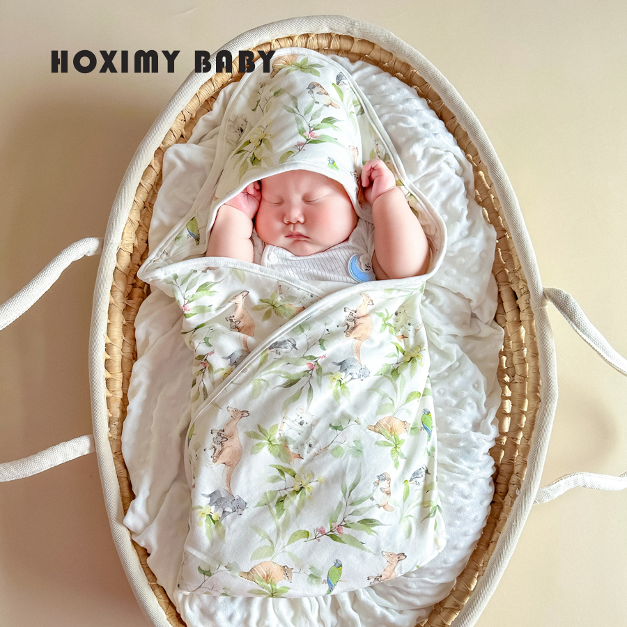 婴儿抱被纯棉新生儿包被初生春夏薄防惊跳产房外出抱被宝宝包单 - 图0