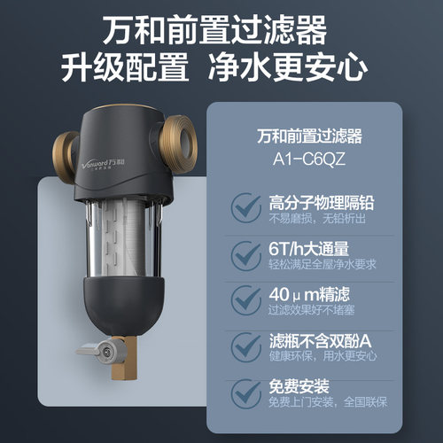 万和家用前置过滤器反冲洗自来水净水器全屋中央滤水器C6QZ - 图1