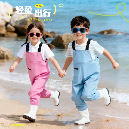 赶海连体裤儿童玩水连体衣水裤水鞋连体全身下水装备赶海服沙水服 - 图0