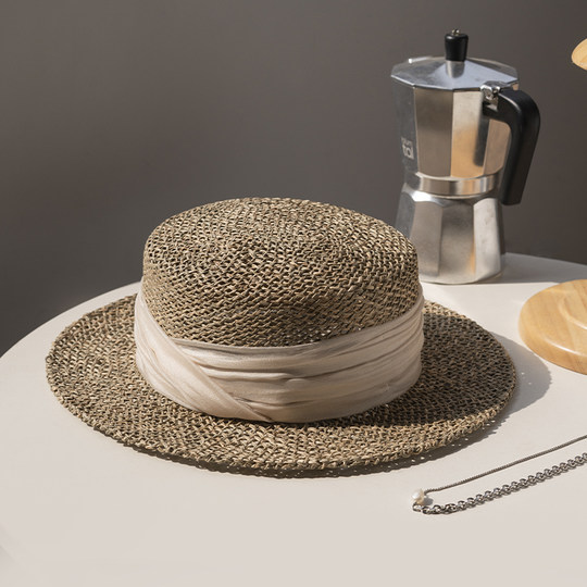 Crazy Hat Straw Hat Natural Salt Water Grass Hollow Grass Hat Retro Flat Hat Women Summer Vacation 25 Years New