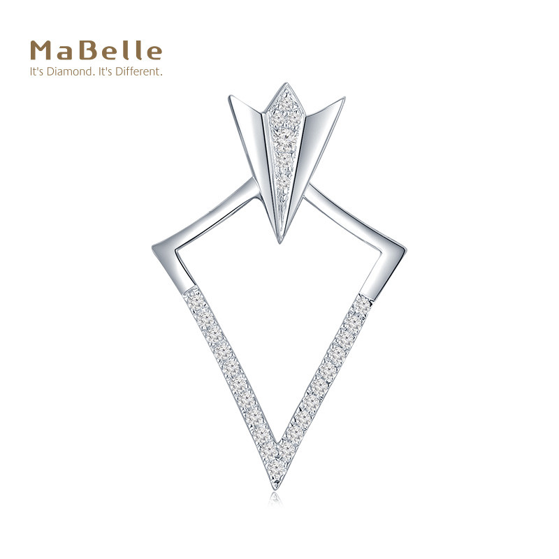 MaBelle/玛贝尔18K白金小飞机款钻石单边耳钉 可拆分 27颗粒9分钻 - 图1