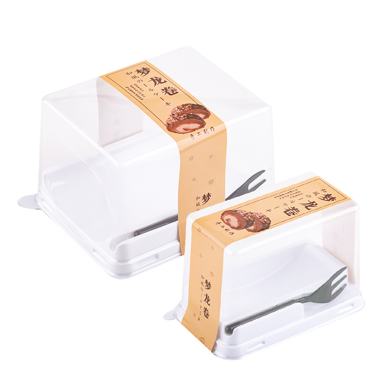 梦龙卷包装盒子网红西点虎皮卷贴纸手提日式蛋糕卷包装透明一次性