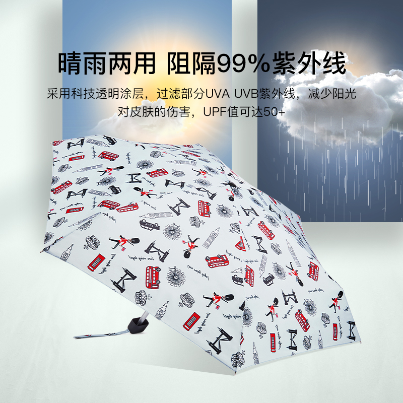 【英国王室御用】富尔顿FULTON防紫外线遮阳伞女小巧晴雨两用雨伞