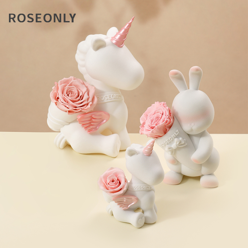 【6.1儿童节】ROSEONLY诺誓Baby宝贝系列甜心兔永生玫瑰花送女友 - 图0